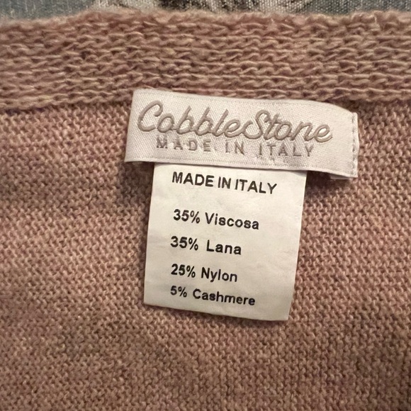 Wool Cashmere Blend Asymmetrical Poncho Wrap Knit Layering Top Made in Italy - Picture 7 of 10